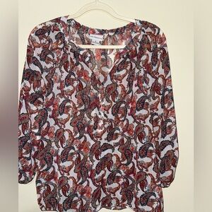 🎄Liz Claiborne Women's Paisley sheer Blouse